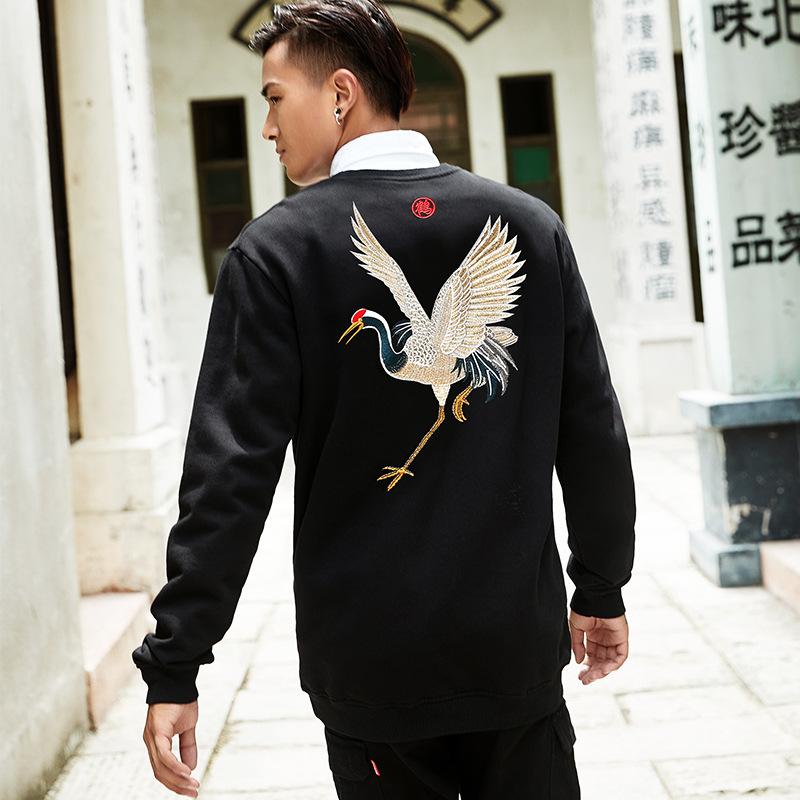 Crane Embroidery Sweatshirt