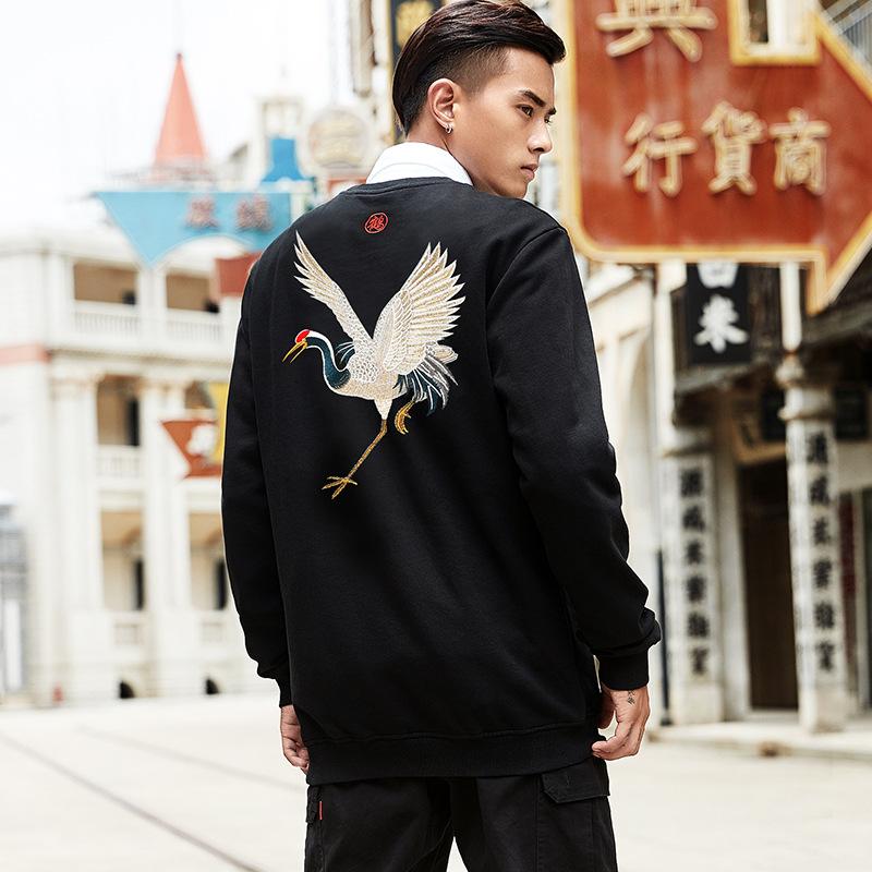 Crane Embroidery Sweatshirt