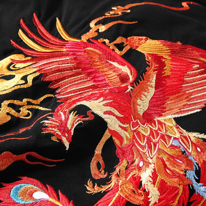 Fire Phoenix Embroidery Polo Shirt