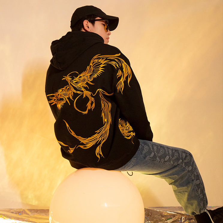 Golden Phoenix Embroidered Hoodie