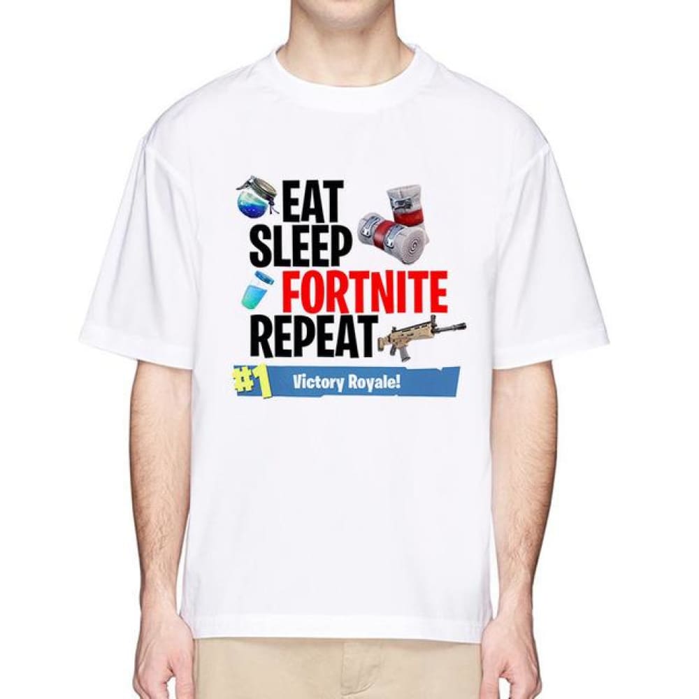 unisex eat sleep fortnite repeat t shirt limited edition white - fortnite field day shirt