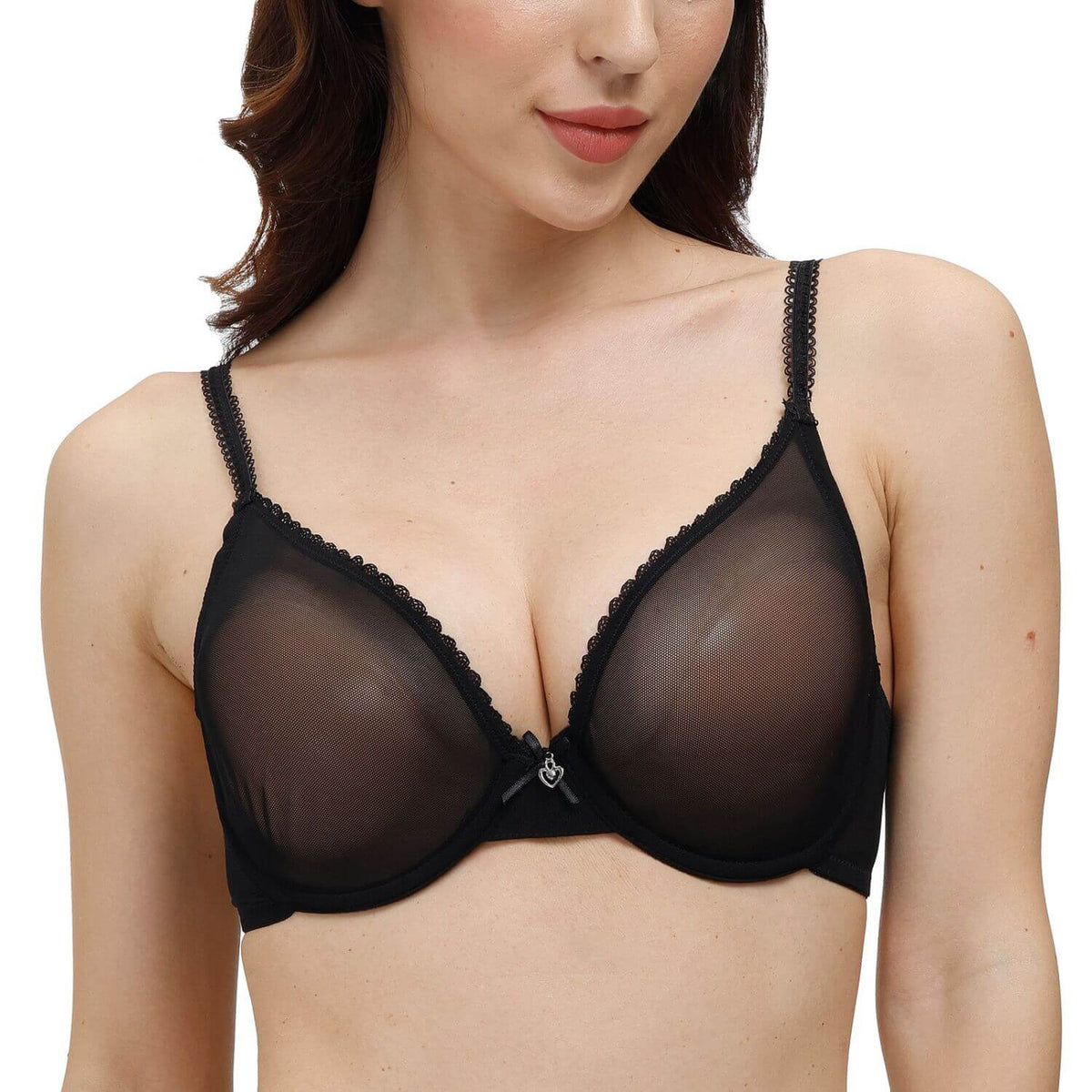 WENJUN Women's Underwired See Through Sheer Bra and Panties,Push up  Everyday Bras,Unlined Sexy Floral Lace Bralettes (Color : Black, Size :  80B) : : Clothing, Shoes & Accessories
