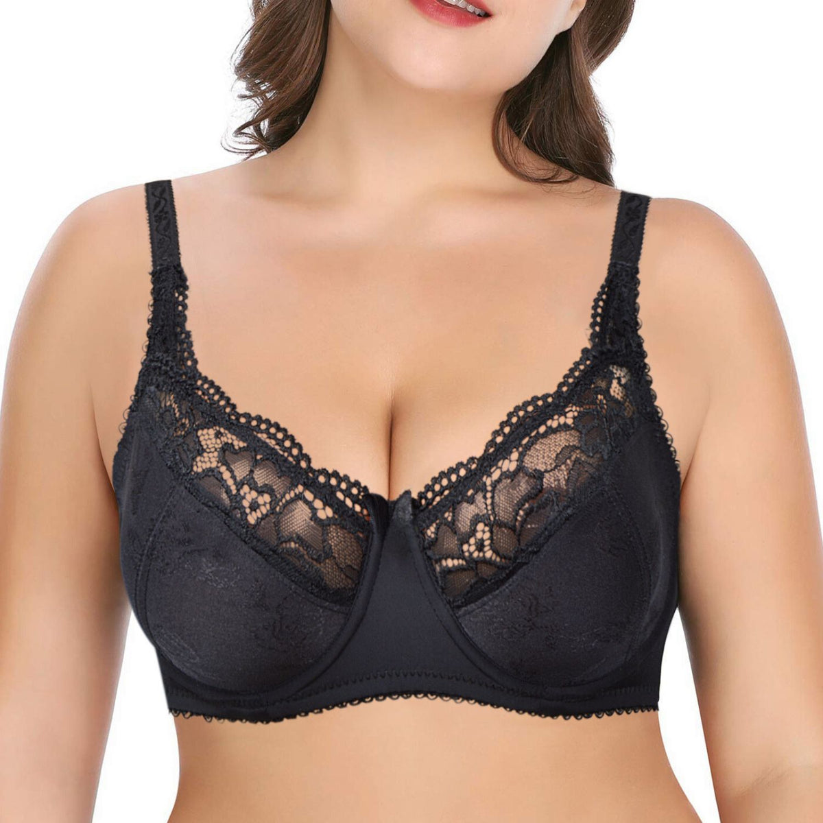 Women's Minimizer Plus Size Lace Underwire Plunge Bra