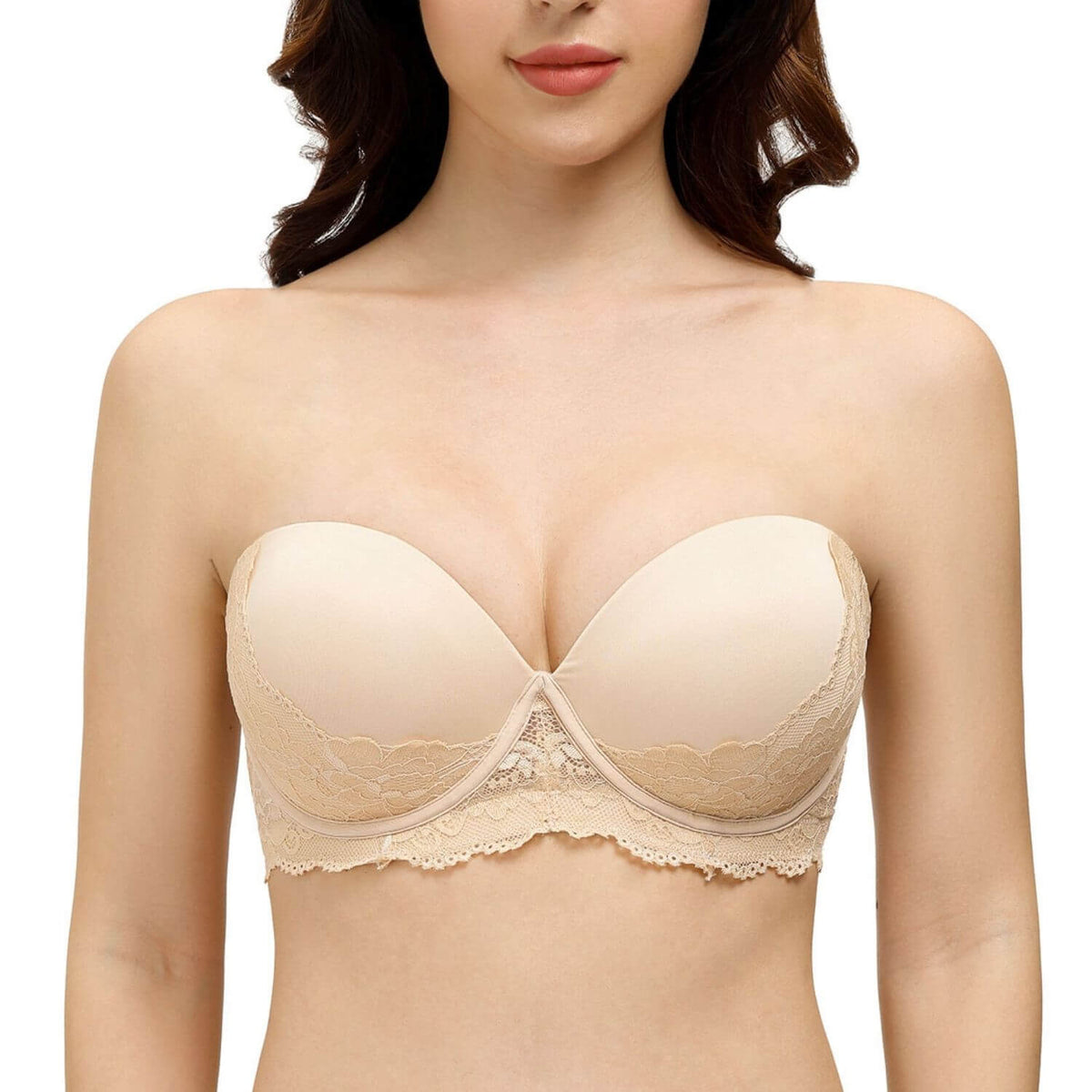 DN Strapless Padded Push Up Bra Invisible Bras Clear Back Straps