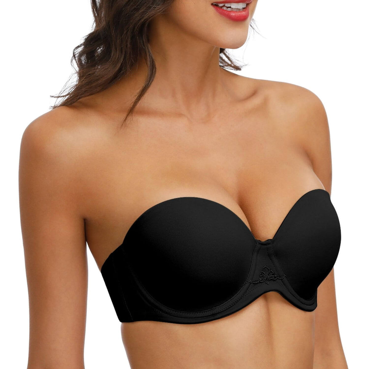 Strapless Convertible Full Coverage Supportive Removable Pads Bandeau