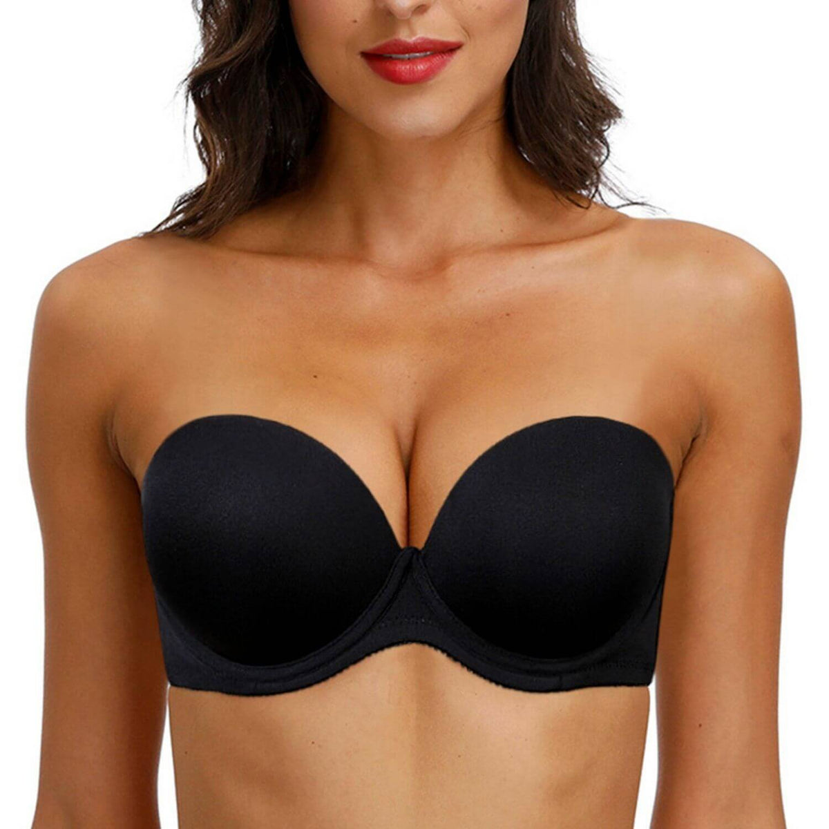 YBCG Push up Strapless Padded Convertible Add a Cup Underwire Supportive Bra  with Clear Straps for Women's Wedding Black 32A : : Clothing,  Shoes & Accessories