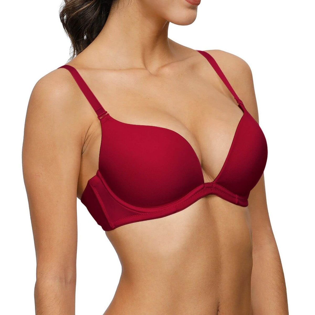 Bigersell Push-Up T-Shirt Bra Women Lace Backless Anti-Light Bottoming  Wrapped Chest Vest Underwear Women Size Padded Bra With Straps, Style 81,  Red