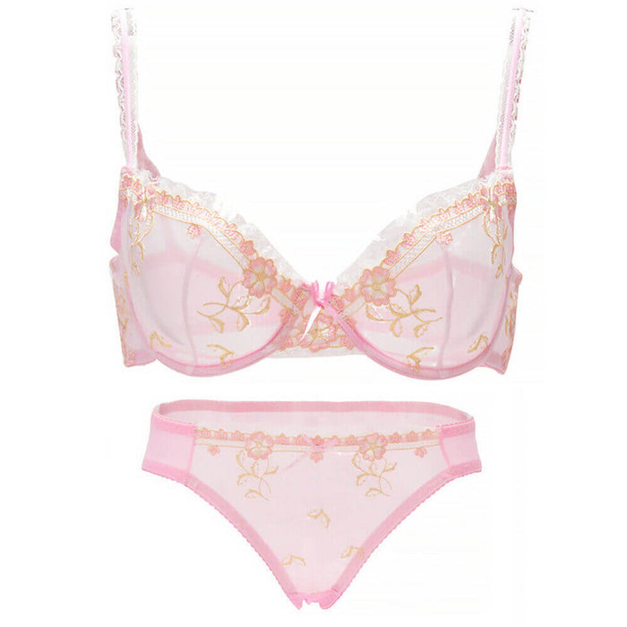 Tea Rose Pale Pink Lace Lace Bralette and Thong Set Pretty Sheer Pink Lace  Lingerie From Brighton Lace -  Canada