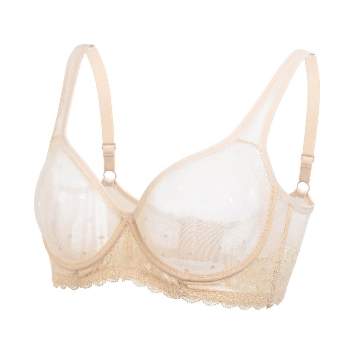 UP TO 15% OFF! Women's Sheer Mesh Bra See Through Unlined Sexy Lace  Transparent Bras Non Padded, White, 36/80(C/D)