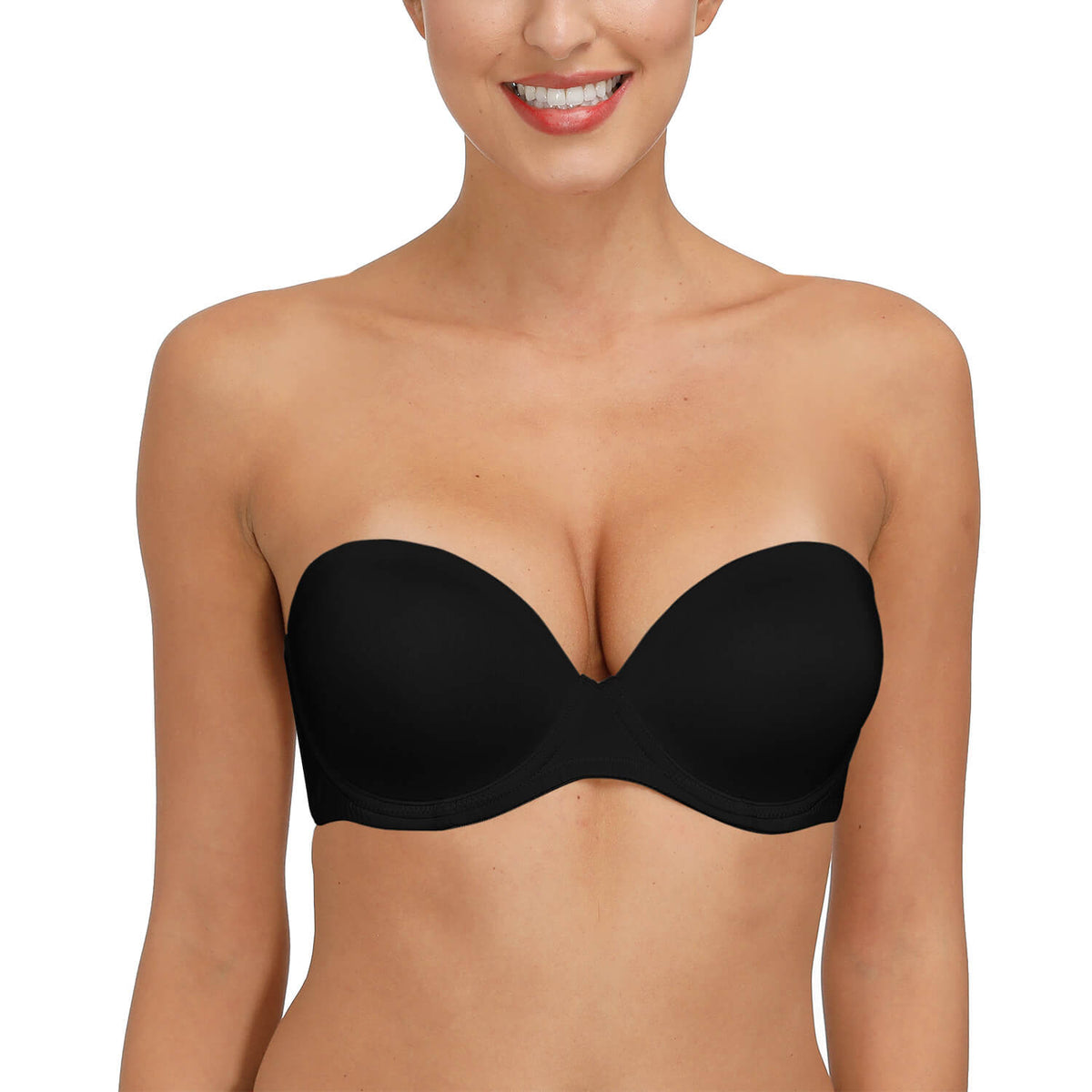 Strapless Backless Push Up Bra with Clear Straps Convertible Padded Full  Figure Demi Cup