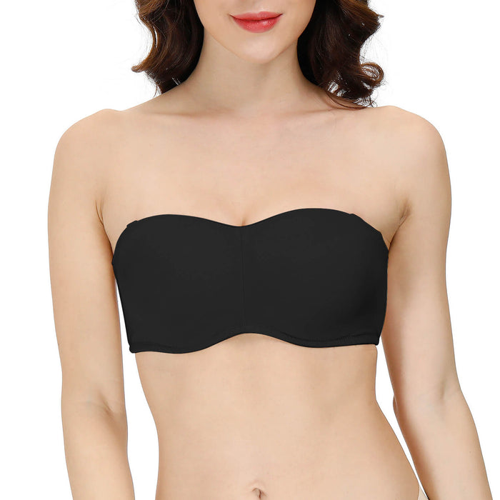  Full Support Non-Slip Convertible Bandeau Bra,Detachable-Strap Bandeau  Bra,Comfort Soft Strapless Push Up Seamless Bralette. (85C, Black) :  Clothing, Shoes & Jewelry