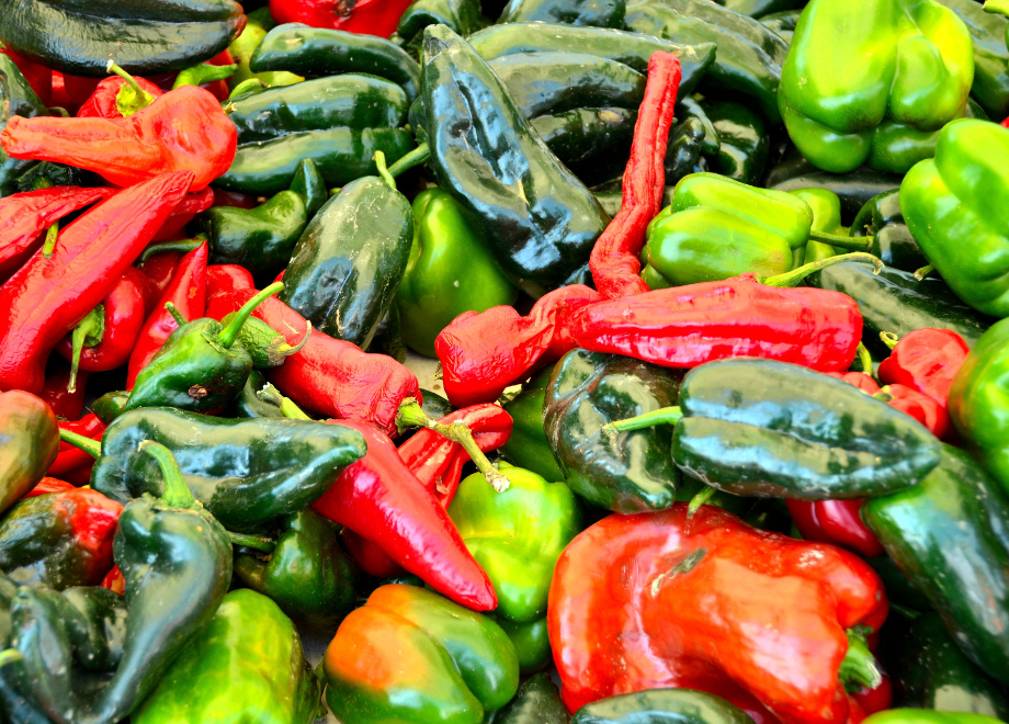 an array of fresh hot chili peppers