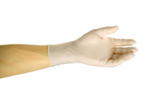 ultraflex latex powder free glove on a hand