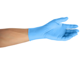 pacific powder free nitrile glove on a hand