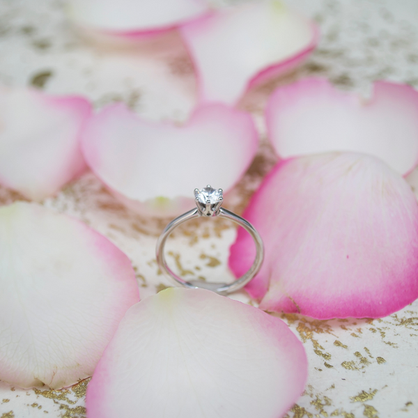 Ethical diamond on petals