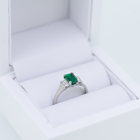 lab grown emerald engagement ring