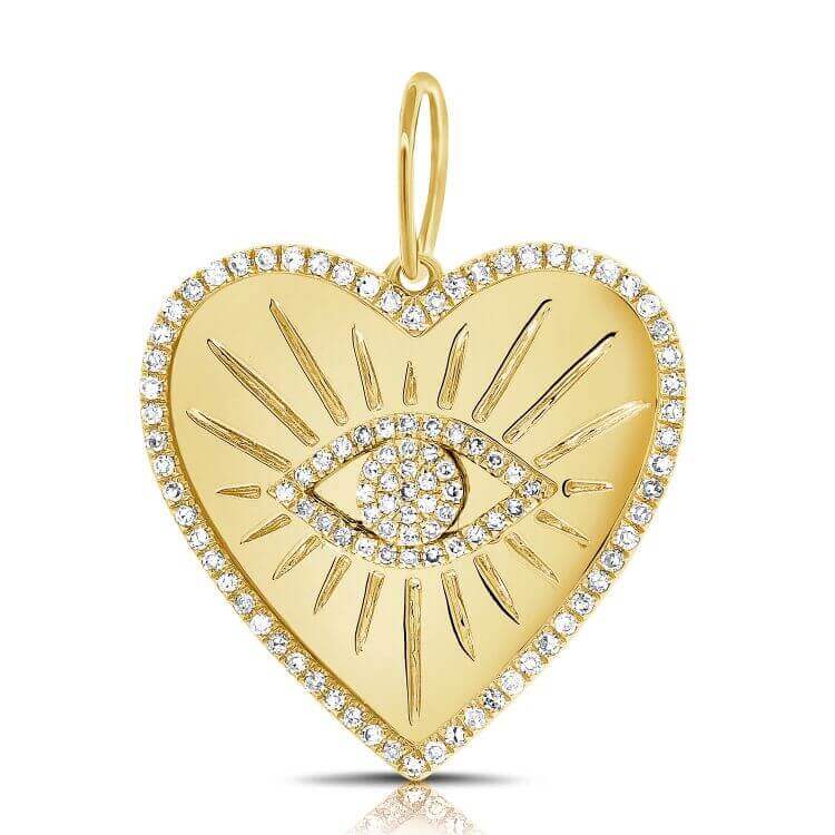Pavé Heart Charm in Yellow Gold