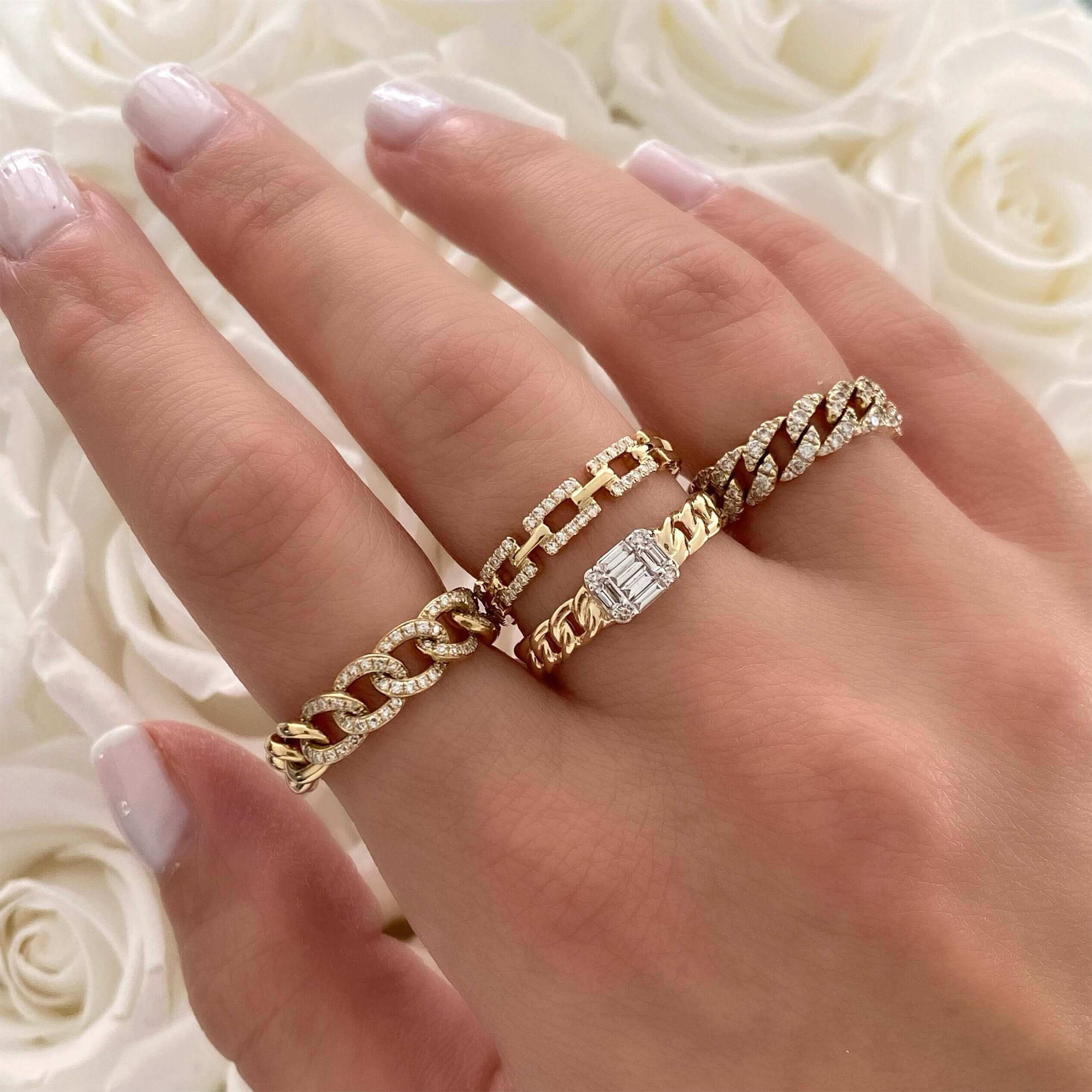 Diamond Gold Cuban Link Ring– Jewellerykings