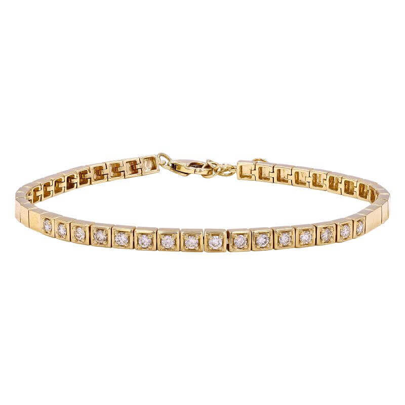 Tennis Bracelet 1ct Diamond Line Bracelet 14k Yellow Gold | MTD
