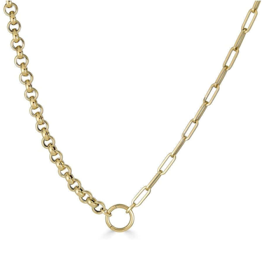 14Kt Real Gold Heart Charm Necklace With Paper Clip Chain – Assay Jewelers