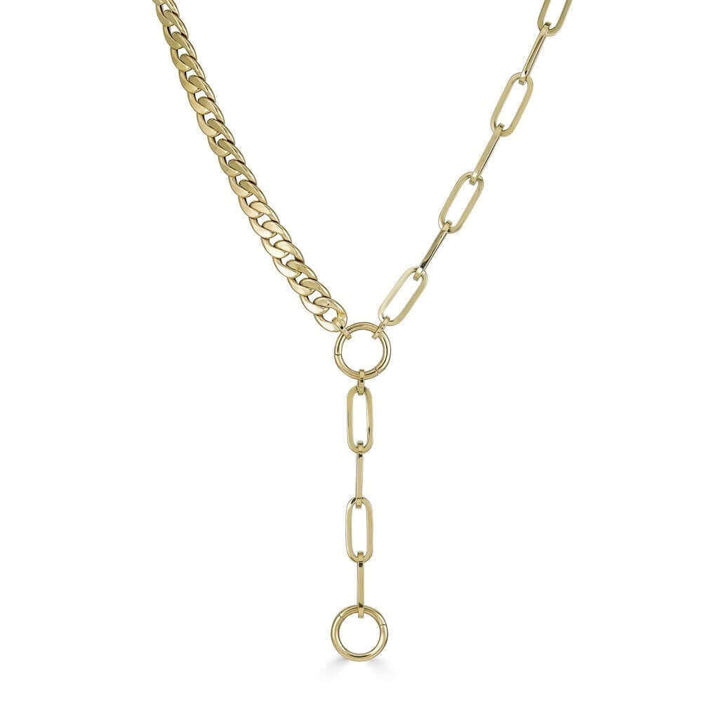 Diamond spike lariat paperclip chain necklace — Rach B Jewelry