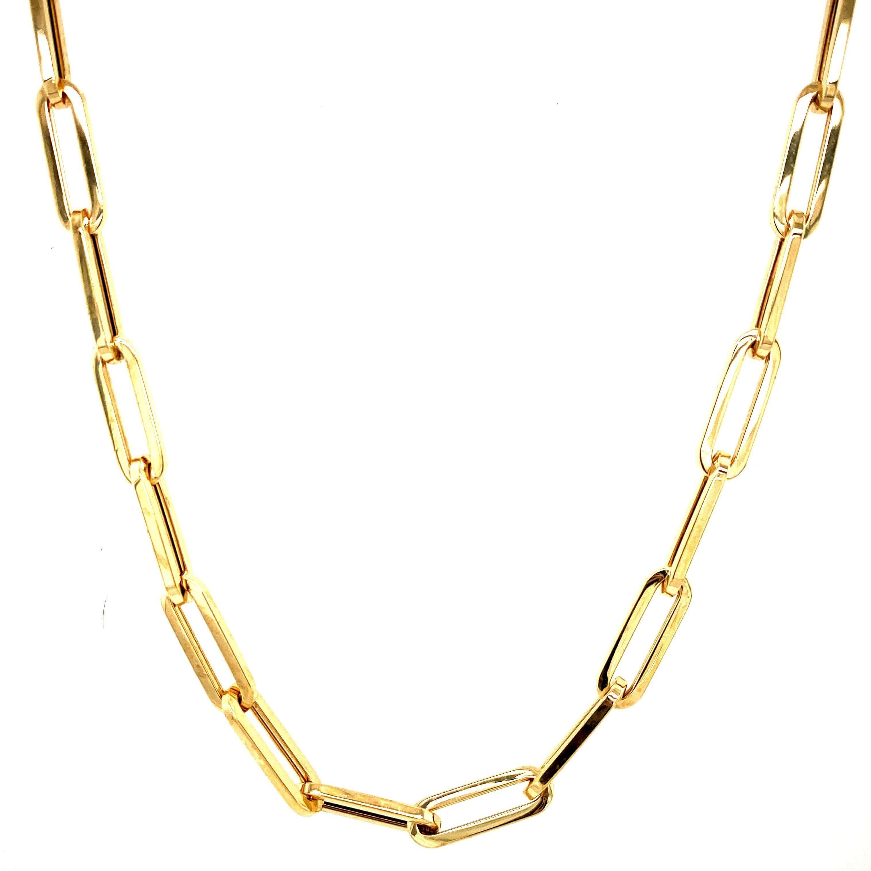 14K Gold Open End Paper Clip Link Chain Necklace