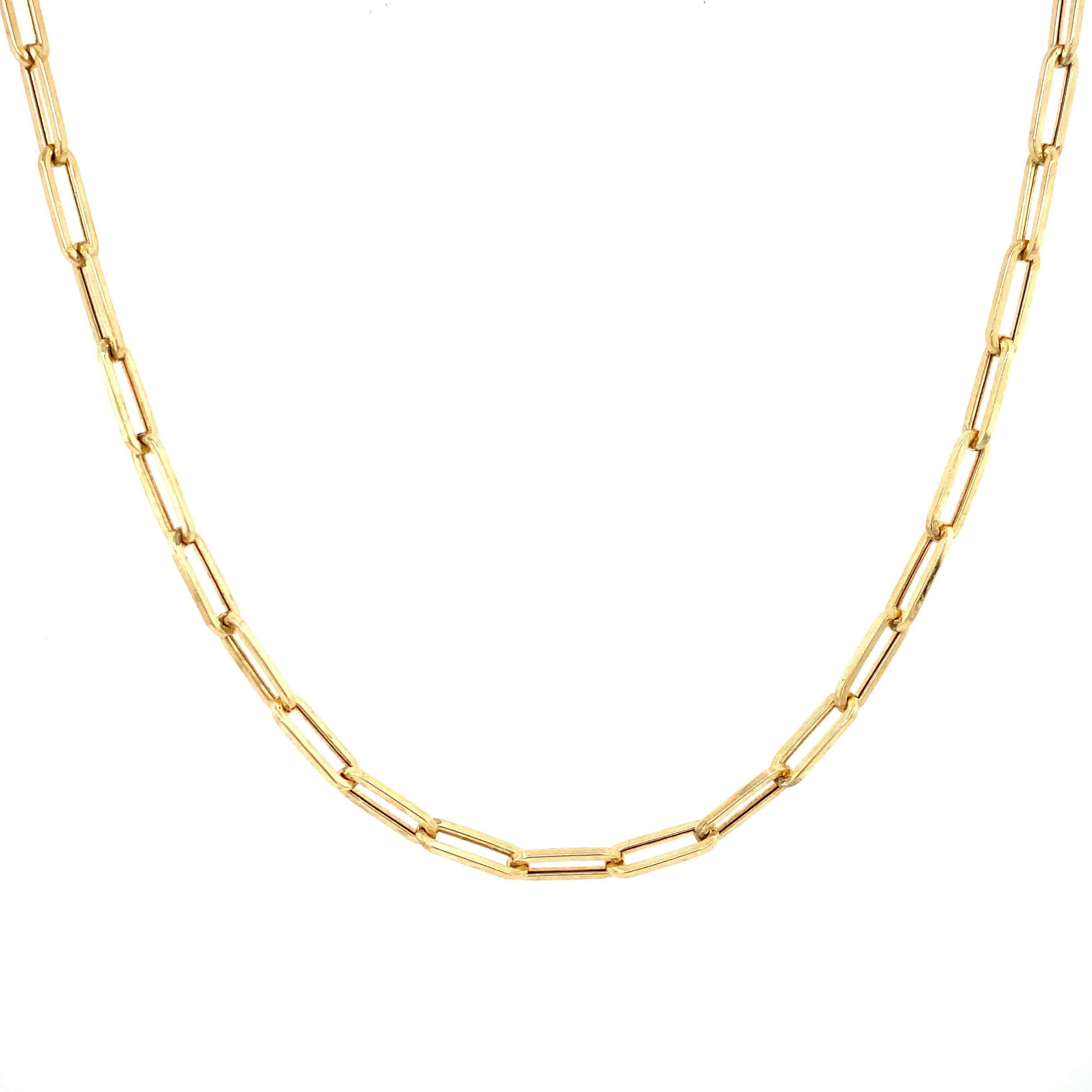 14K Gold Open End Paper Clip Link Chain Necklace