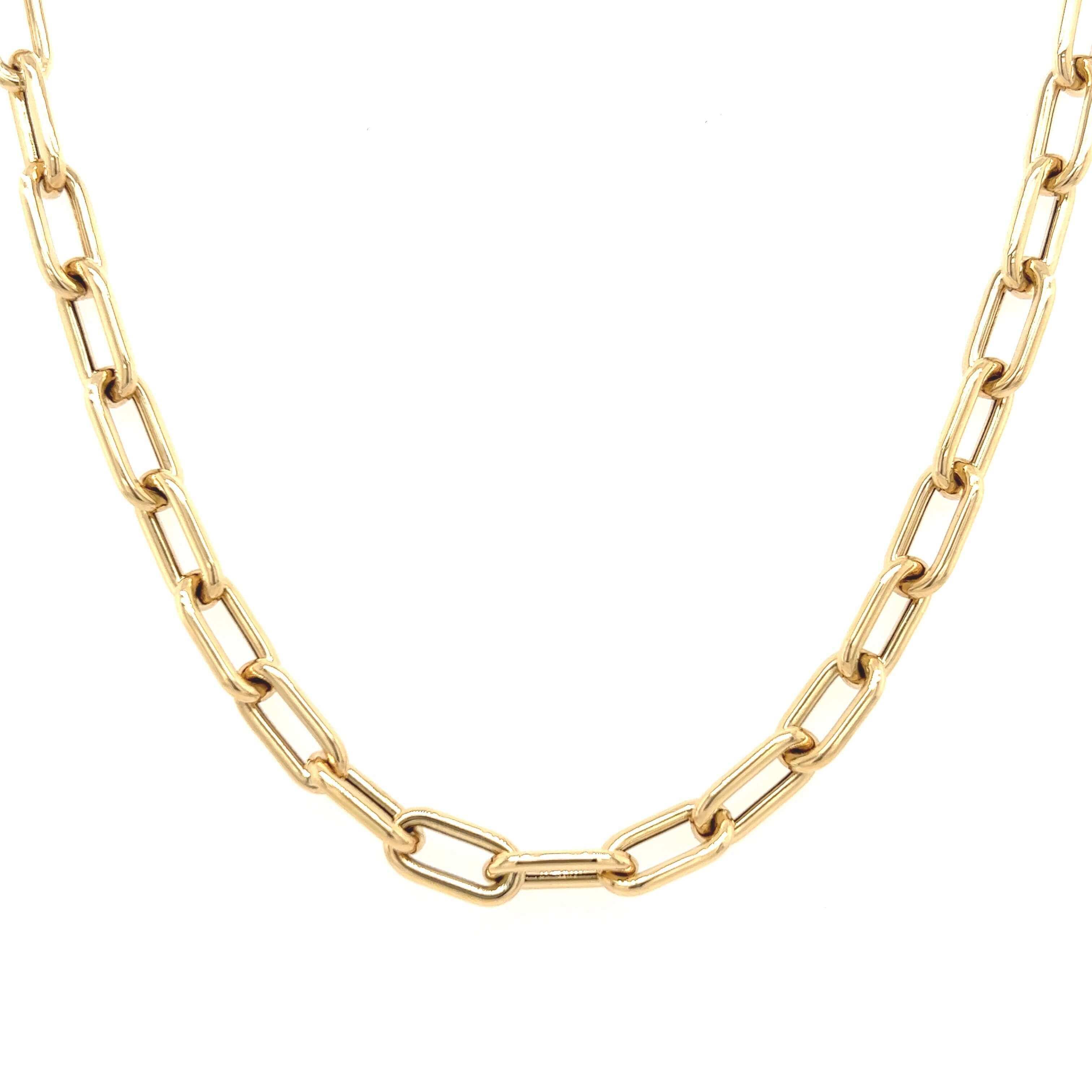 Gold Oval Chain with Gold Pave Diamond Lobster Clasp. Can be worn long or  doubled. - Mina Danielle Jewelry