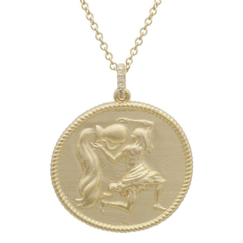 14K Gold Zodiac Sign Aquarius Coin Necklace – Izakov