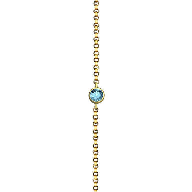 18K Gold March Birthstone Aquamarine Chain Ring