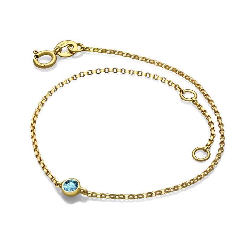 18K Gold March Birthstone Aquamarine Chain Ring