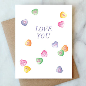 Candy Hearts Love Greeting Card | Valentine Love Friendship - Gypsy Life Surf Shop