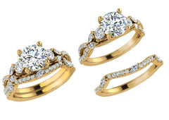 Round and Marquise Diamond Multi Stone Bridal Ring Set