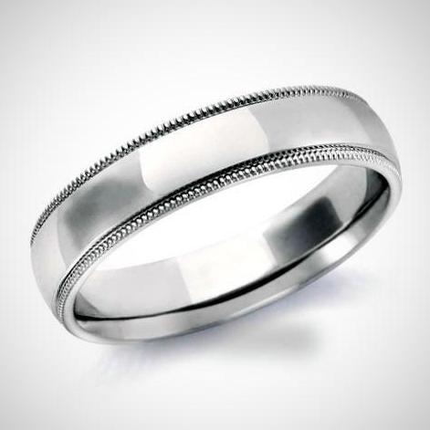 Milgrain Comfort Fit Wedding Ring 14K White Gold