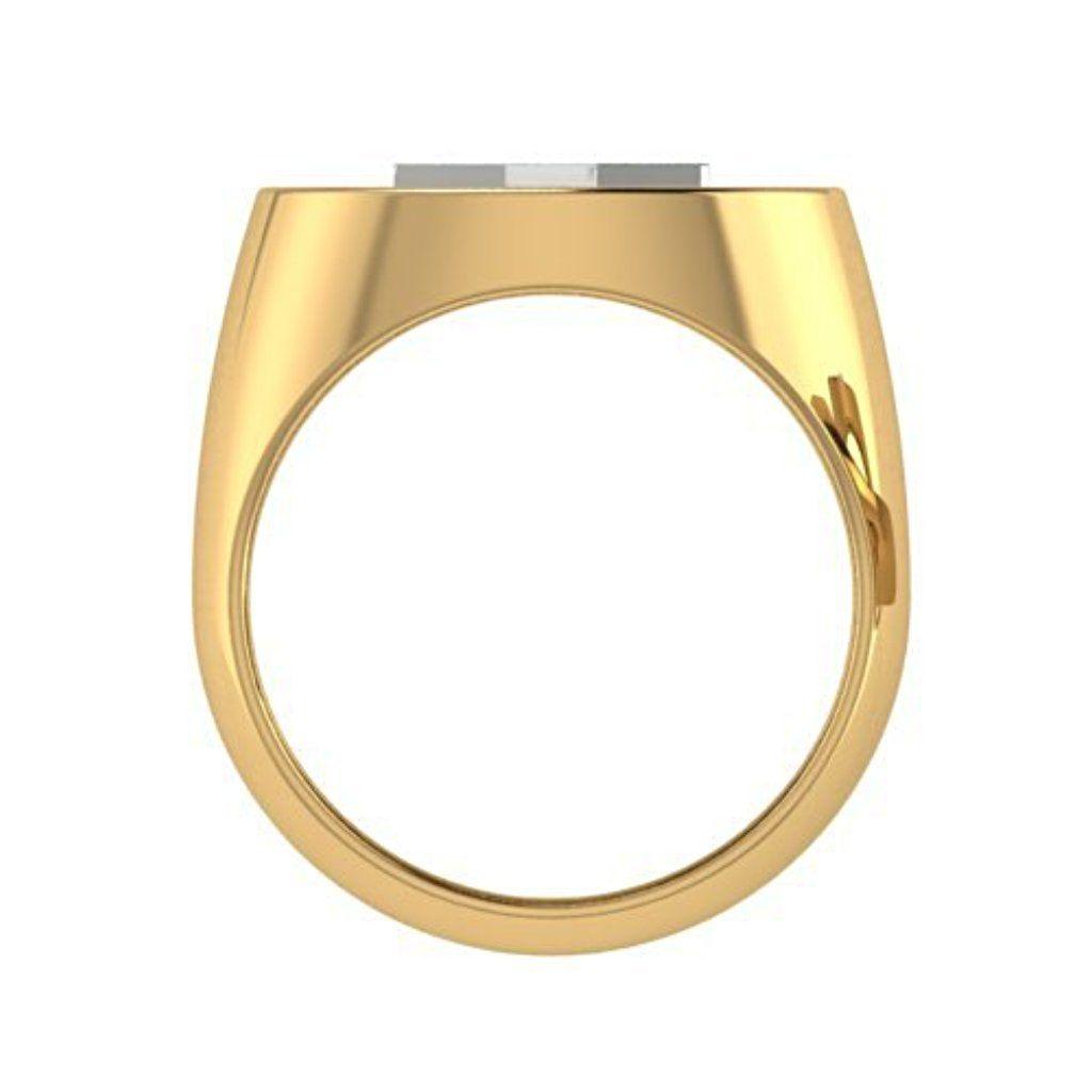 Two Tone Menorah Signet Ring 14K Yellow Gold | Thenetjeweler