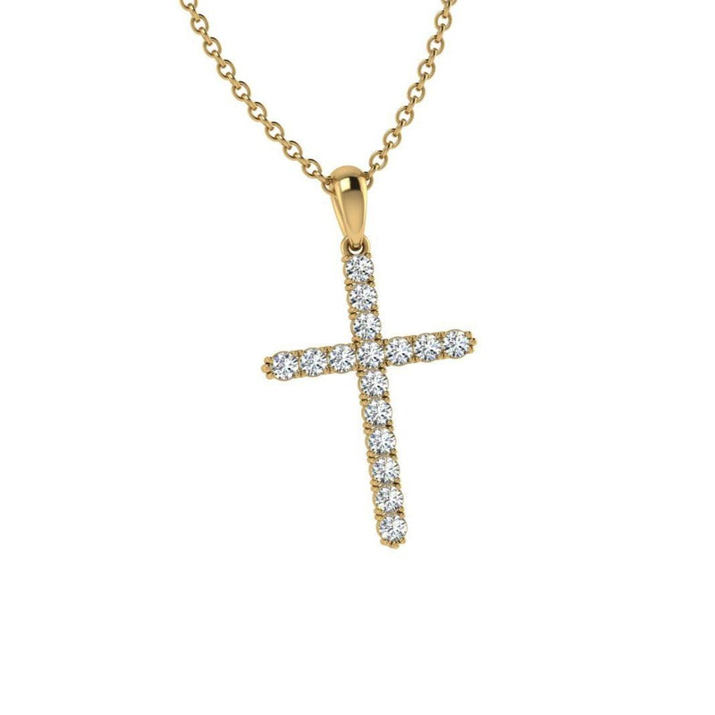 14k Gold Diamond Cross Pendant | Thenetjeweler