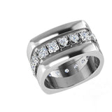 SQUARE SHAPED MENS DIAMOND WIDE BAND RING 1.47 CT