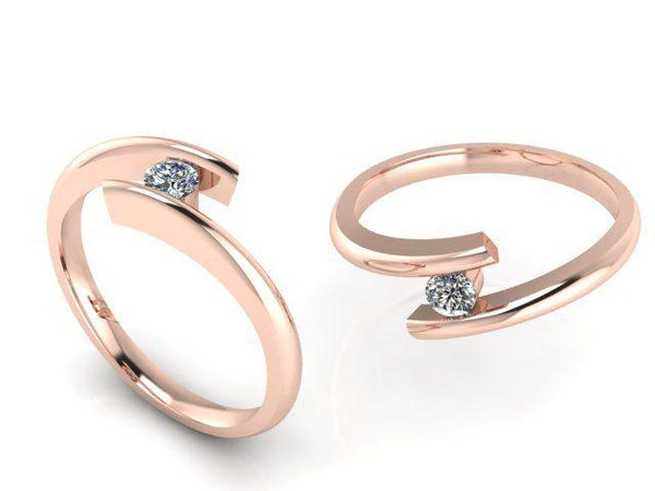 Libra Diamond Zodiac Engagement Ring - TheNetJeweler with Center Diamond 1.0 Carat / 14K Pink Gold