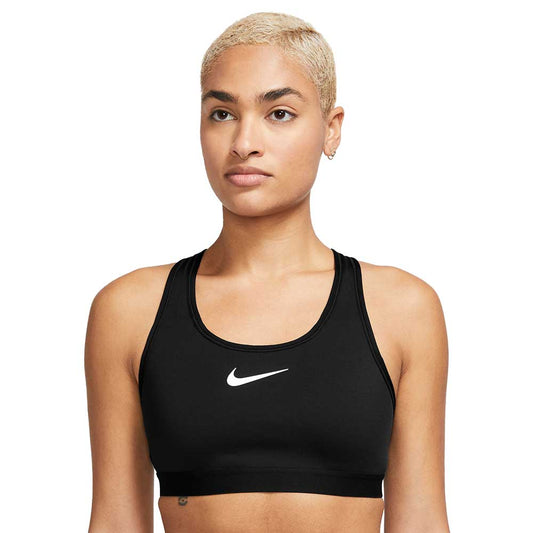 Women's Nike Swoosh Medium-Support Longline Bra - Black/White