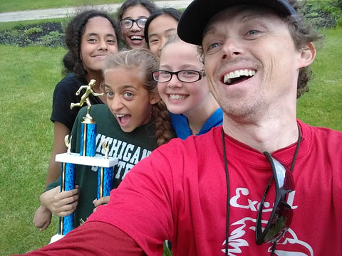 people celebrating after a race