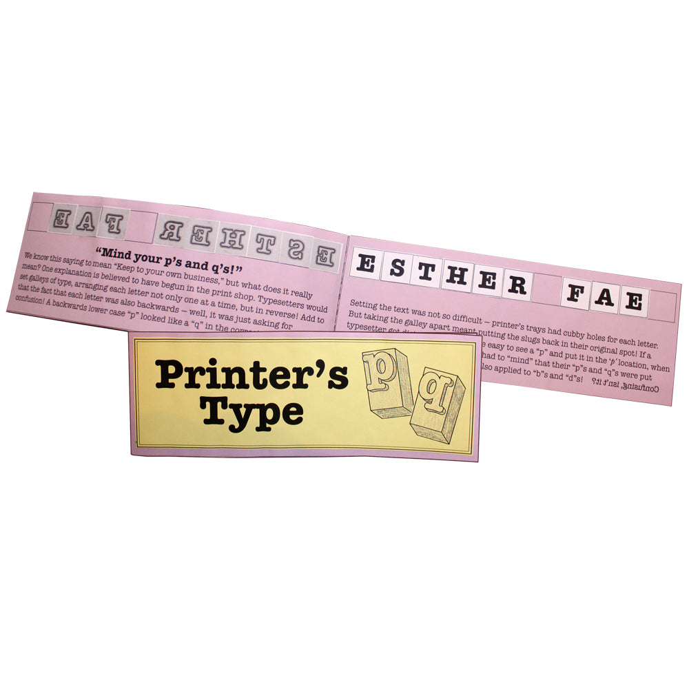 Printer's Type Lap Book Project