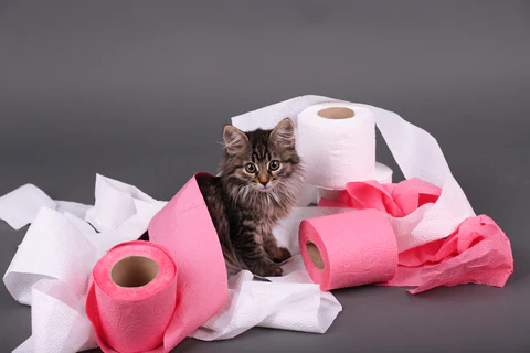 kitten and toilet paper