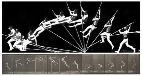 chronophotograph of high jumper