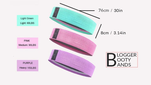 3 blogger booty bands purple pink mint green