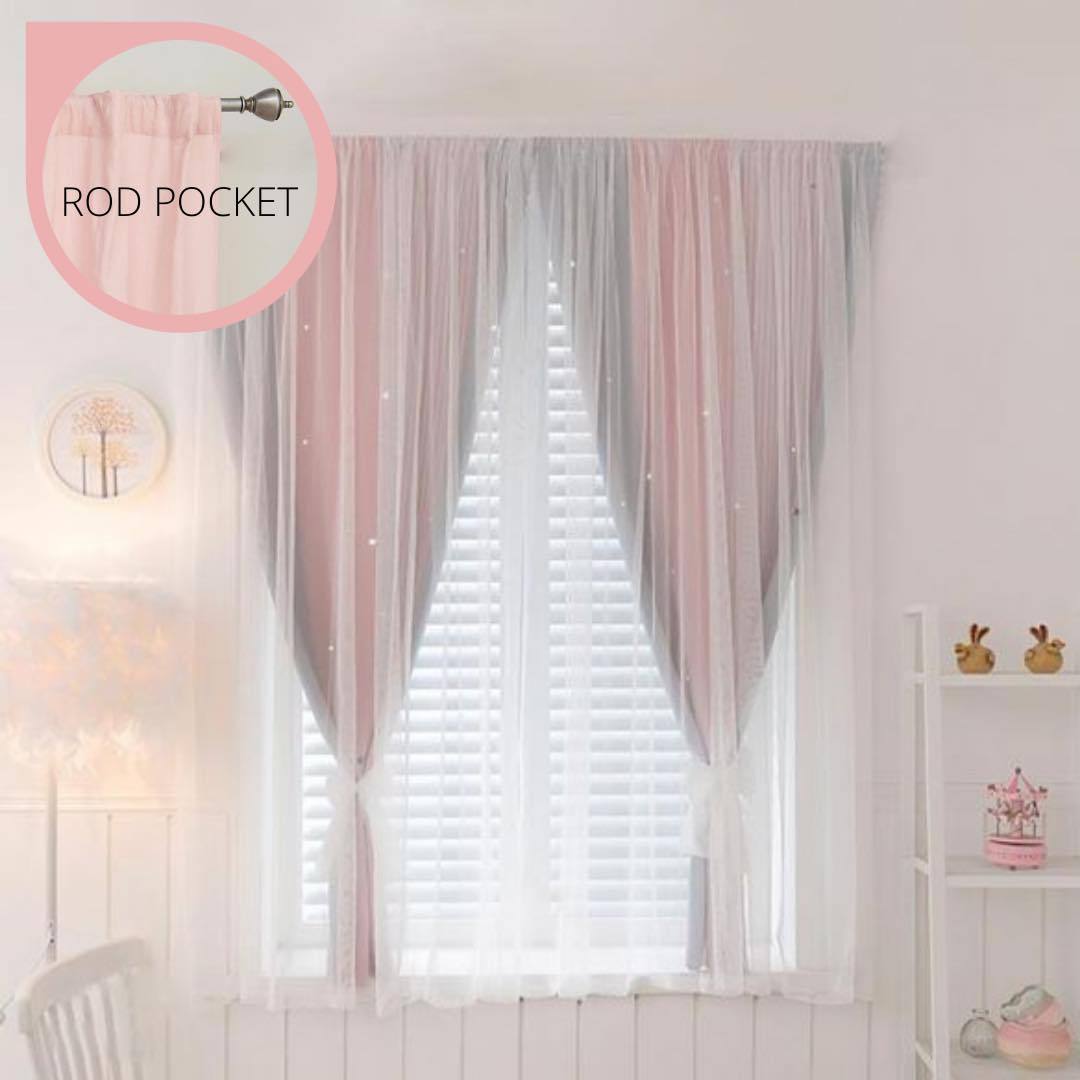 Oslo star curtain - pink grey / rod pocket / 100*250 - home 
