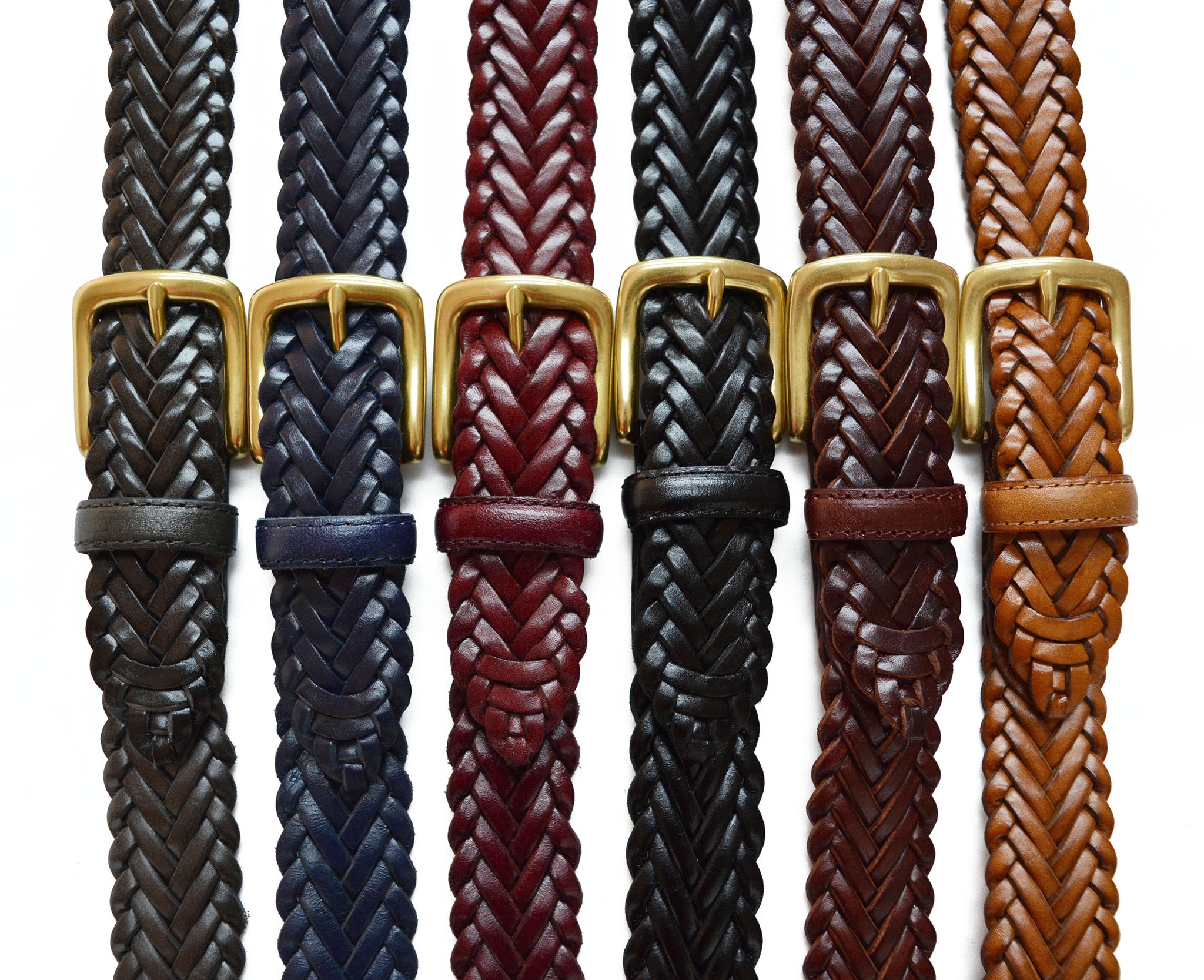 mens braided leather belt