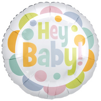 Satin Infused Hey Baby 18" Round Foil Balloon