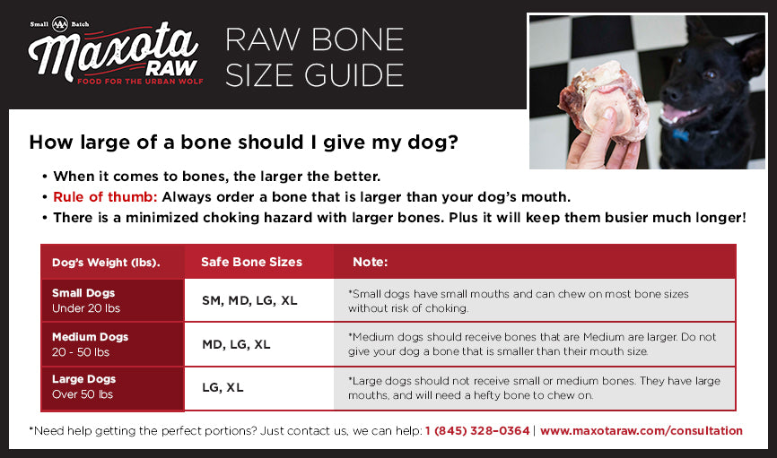 Maxota Raw Meaty Bone Size Guide