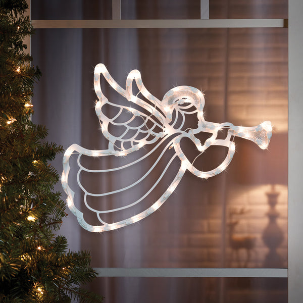 Lighted Angel Window Silhouette | Holiday Window Decorations