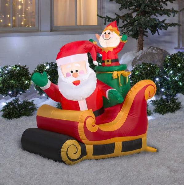 3.5' Airblown® Inflatable Santa and Sleigh | Gemmy Holiday Inflatables